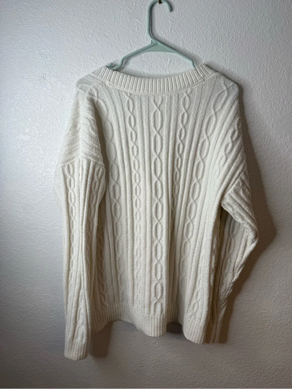 Alo Yoga Cable Knit Winter Bliss Cardigan Ivory Cream Button Front Sweater M
